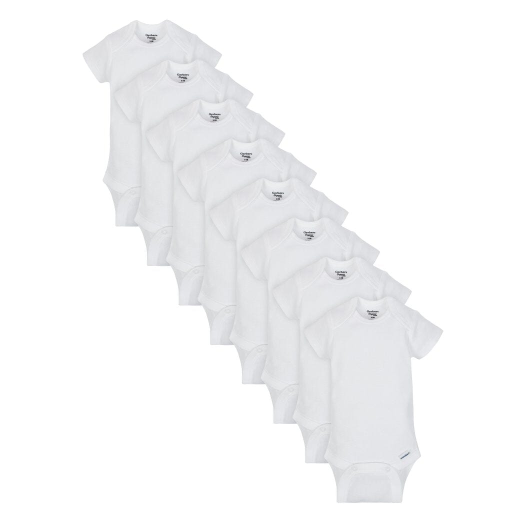 8-Pack White Short Sleeve Onesies® Bodysuits – Gerber Childrenswear