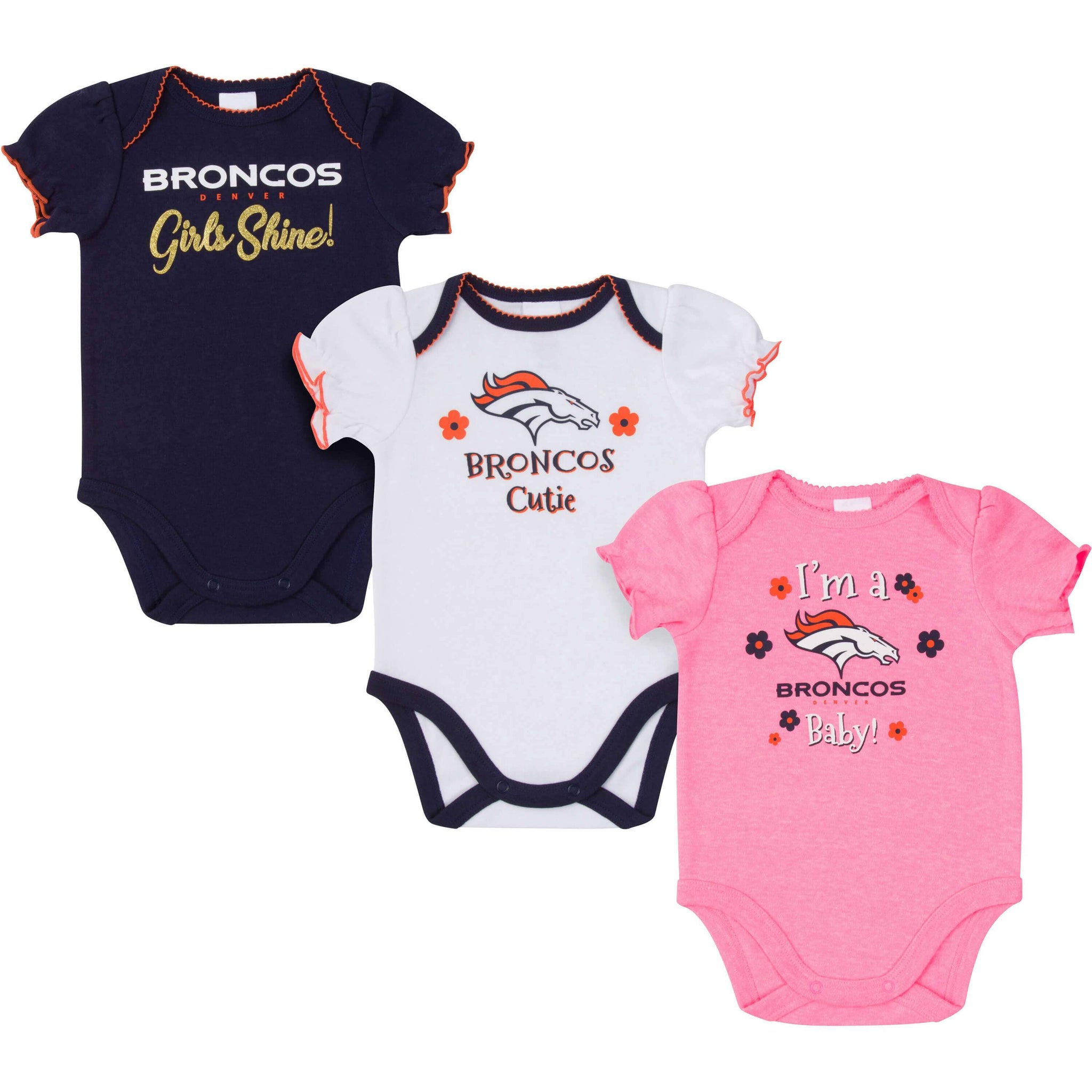 Outerstuff Newborn & Infant Phillip Lindsay Orange/Navy/Heathered Gray Denver Broncos Name & Number Three-Pack Bodysuit Set