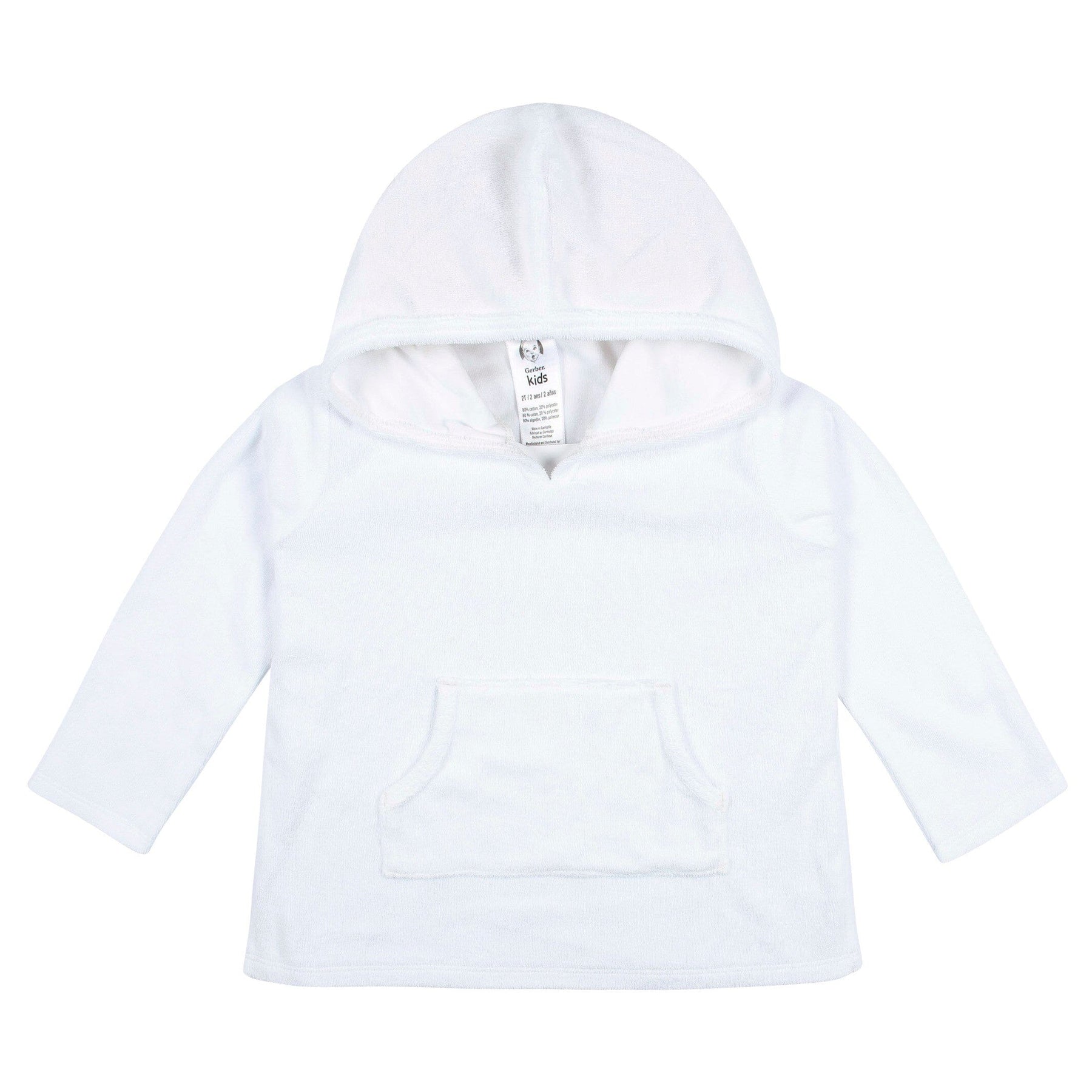 Terry Kangaroo Toddler Gerber Girls White & Coverup Hooded Pocket Baby Childrenswear –