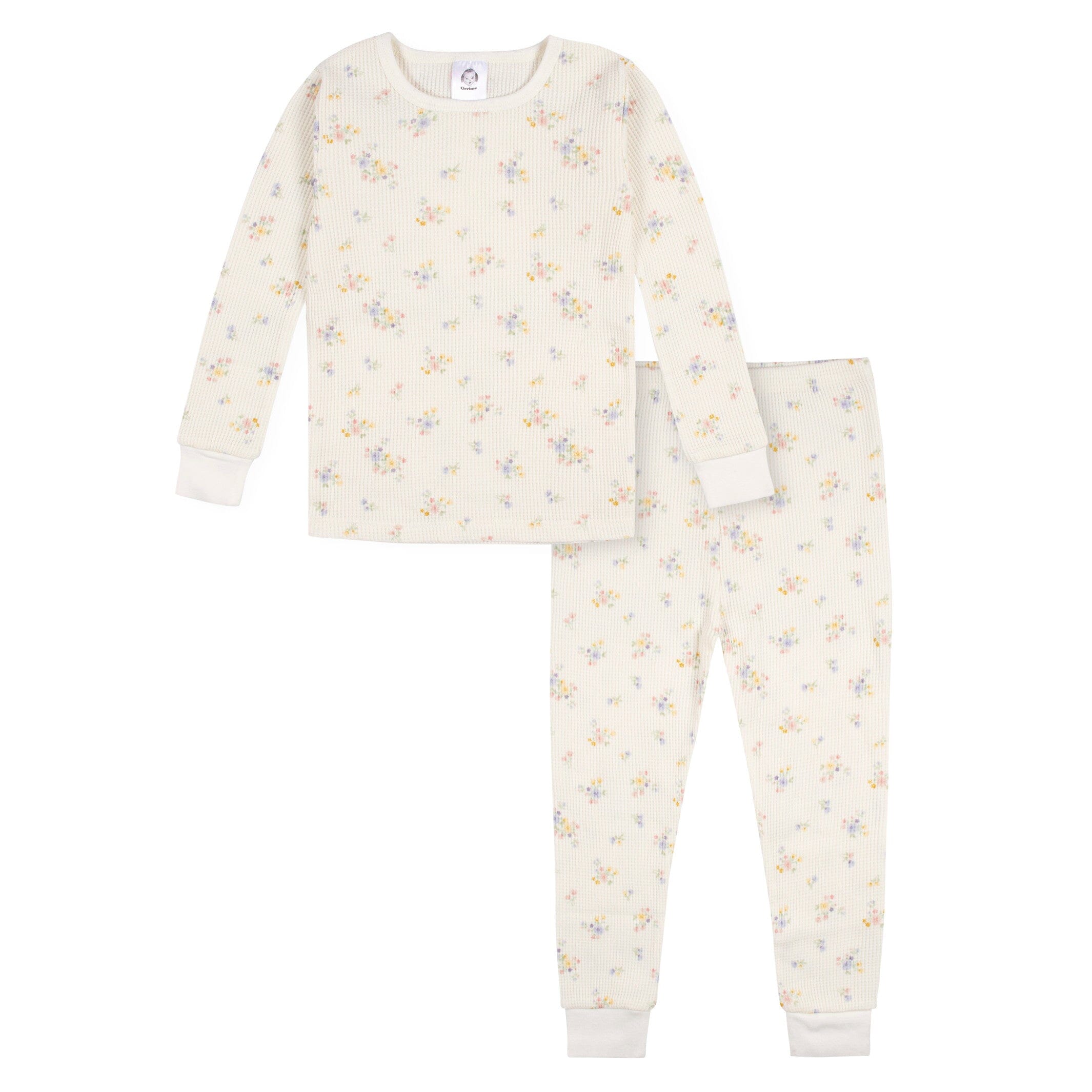 2-Piece Infant & Toddler Girls Ivory Floral Snug Fit Pajama Set ...