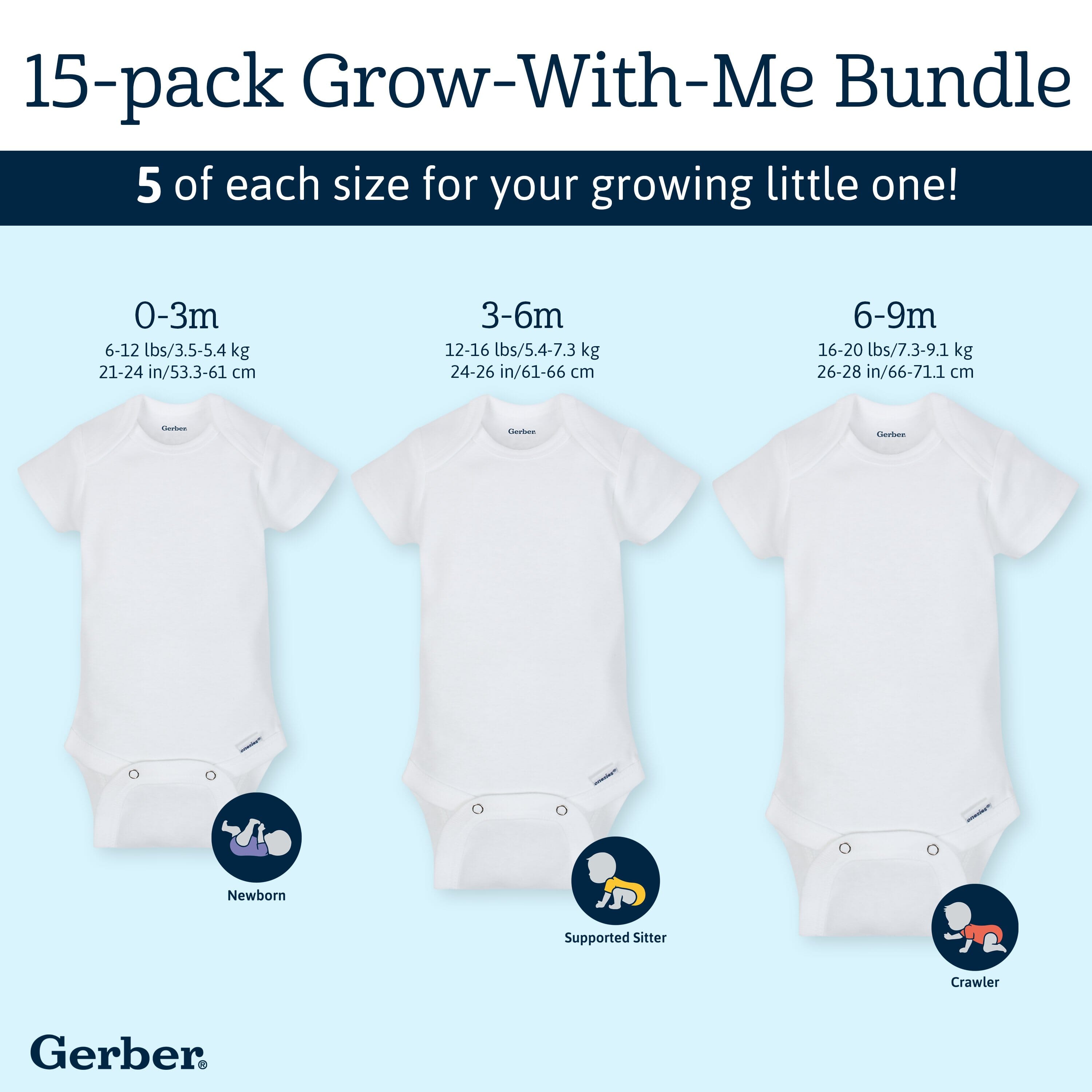 Grow-With-Me White Onesies® Bodysuits 15-Pack