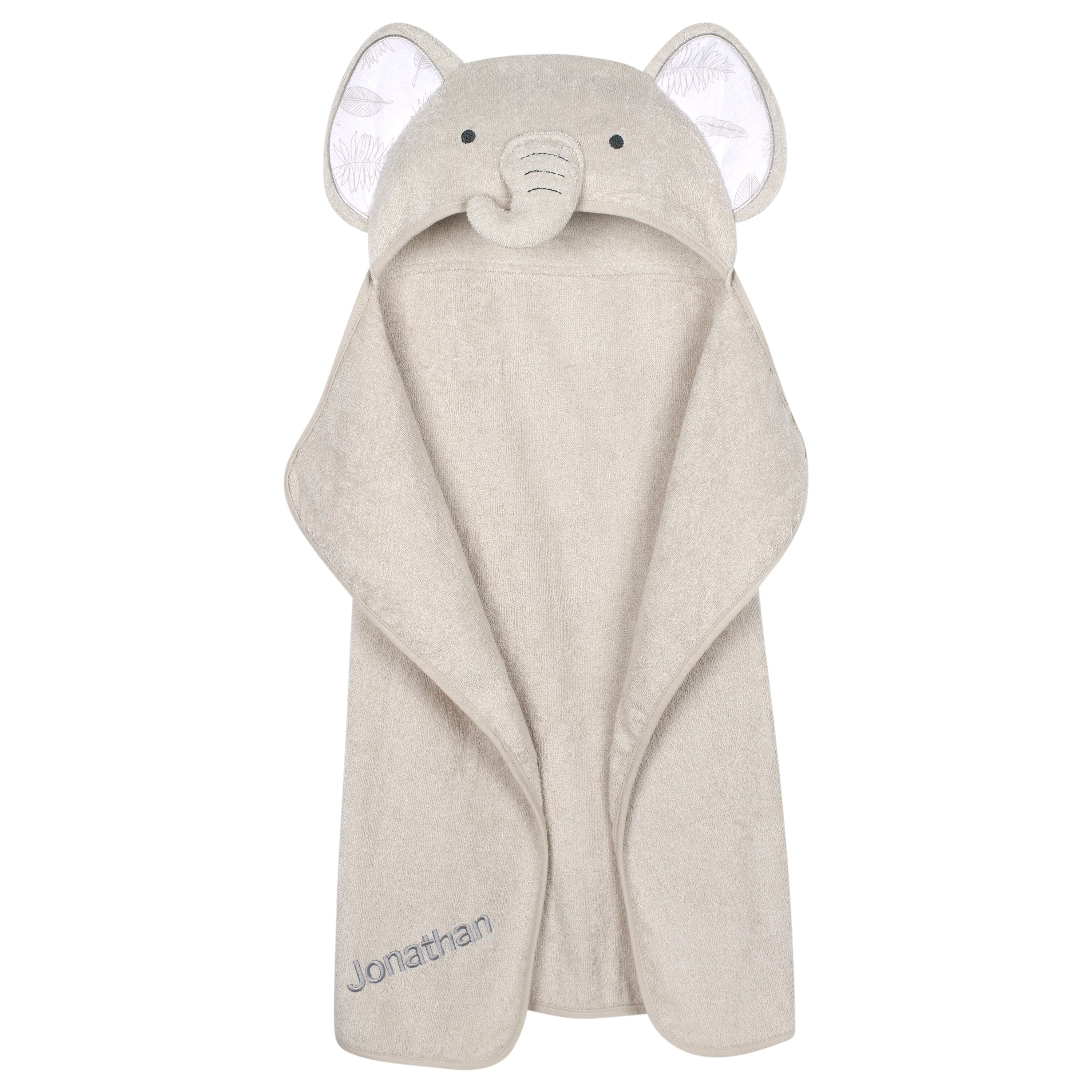 Embroidered Baby Neutral Natural Leaves Elephant Bath Wrap – Gerber ...