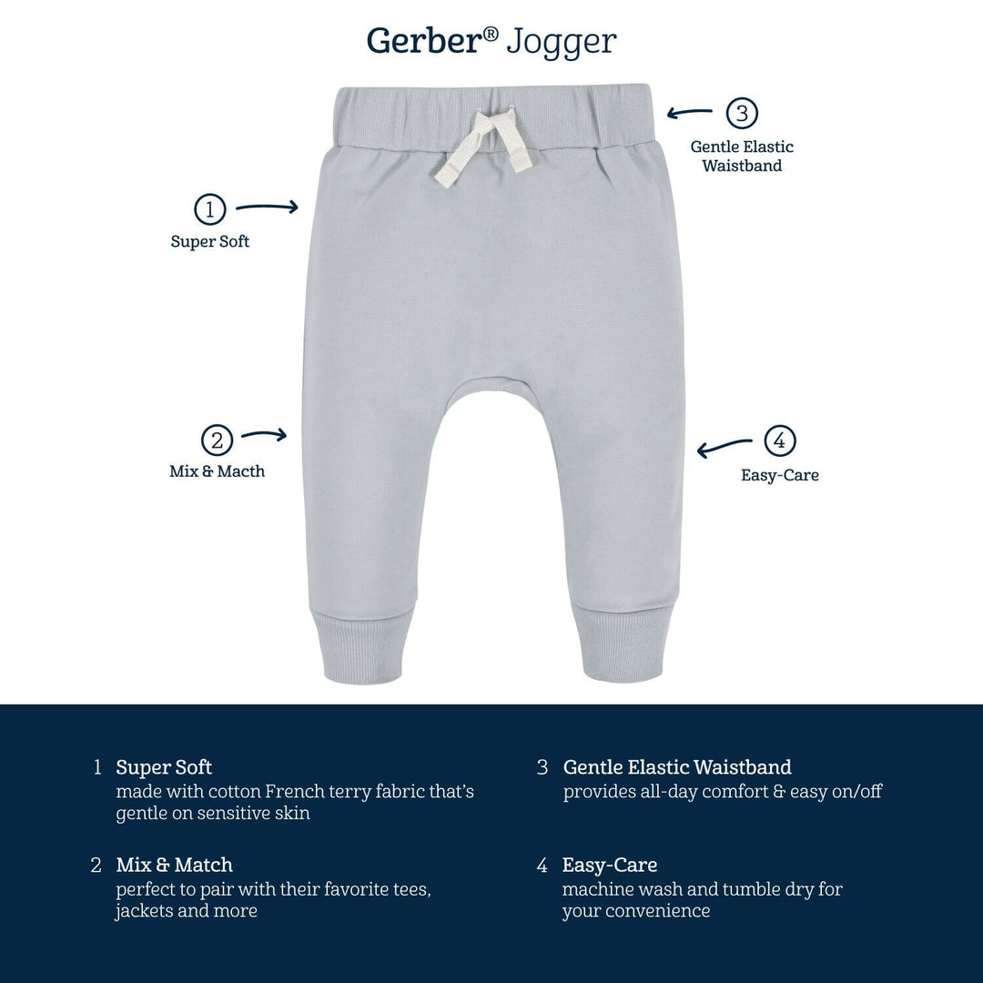 3-Pack Baby & Toddler Boys Green & Black Premium Jogger – Gerber