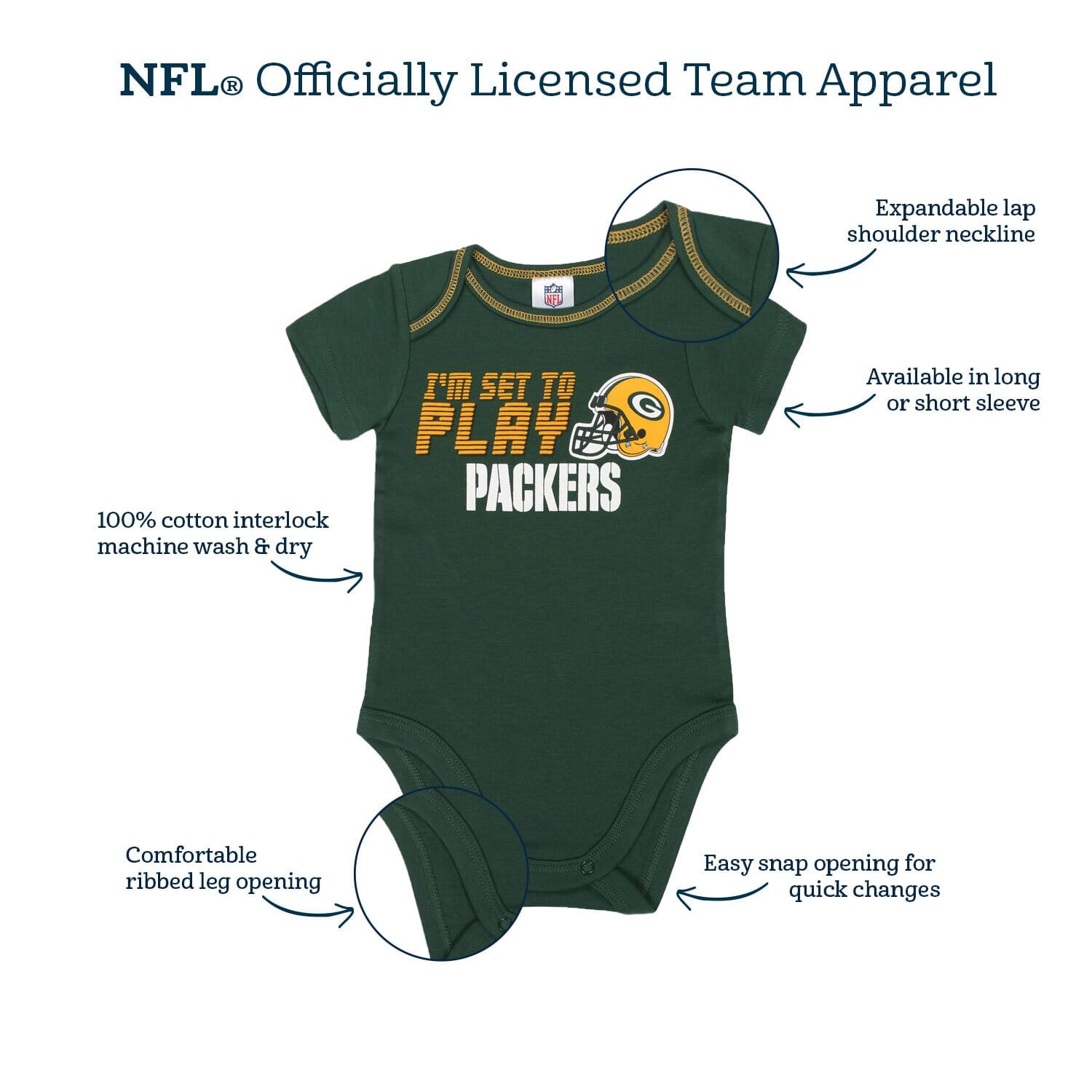 3-Pack Baby Girls Green Bay Packers Short Sleeve Bodysuits – Gerber  Childrenswear