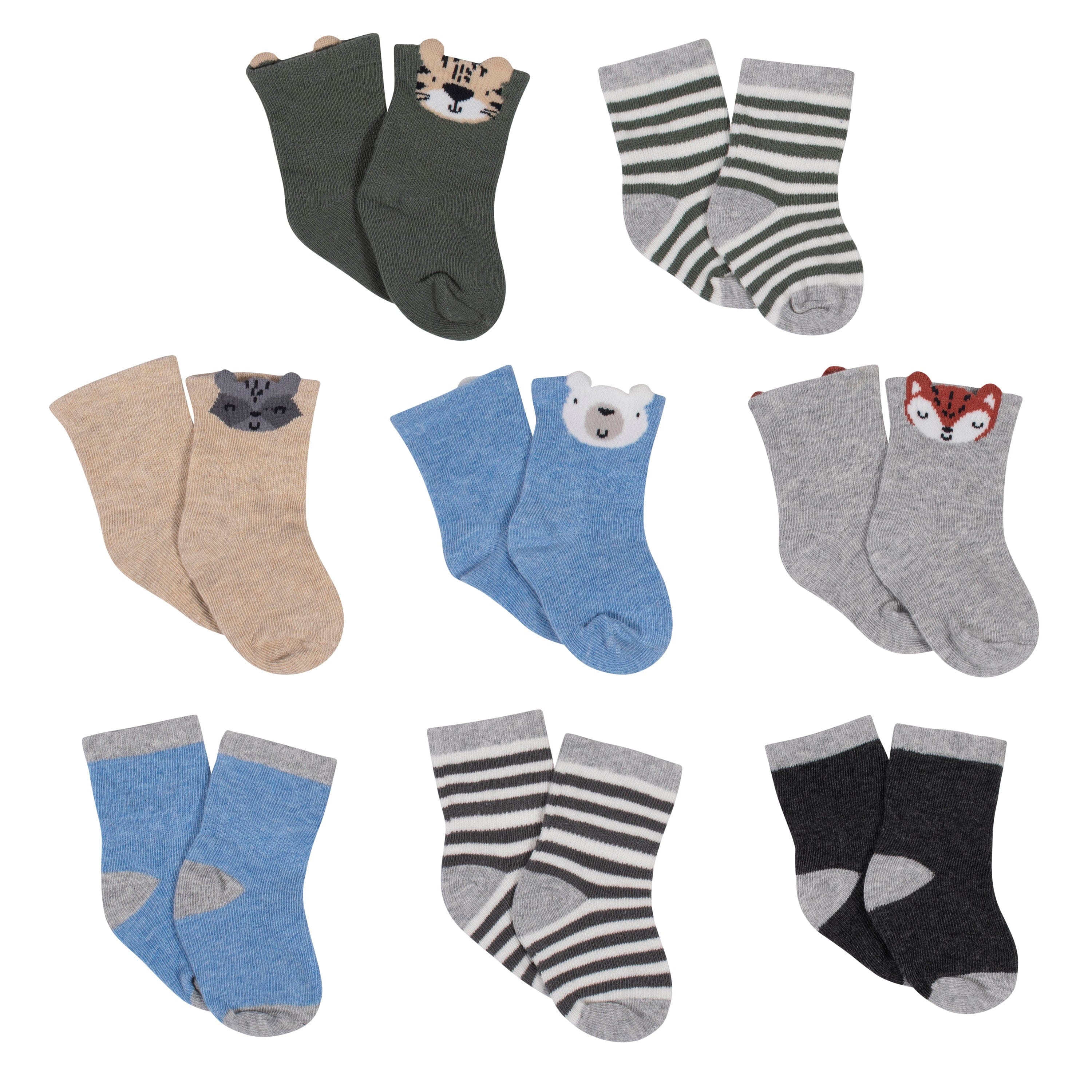 8-Pack Boys Raccoon Wiggle-Proof™ Jersey Crew Socks – Gerber Childrenswear