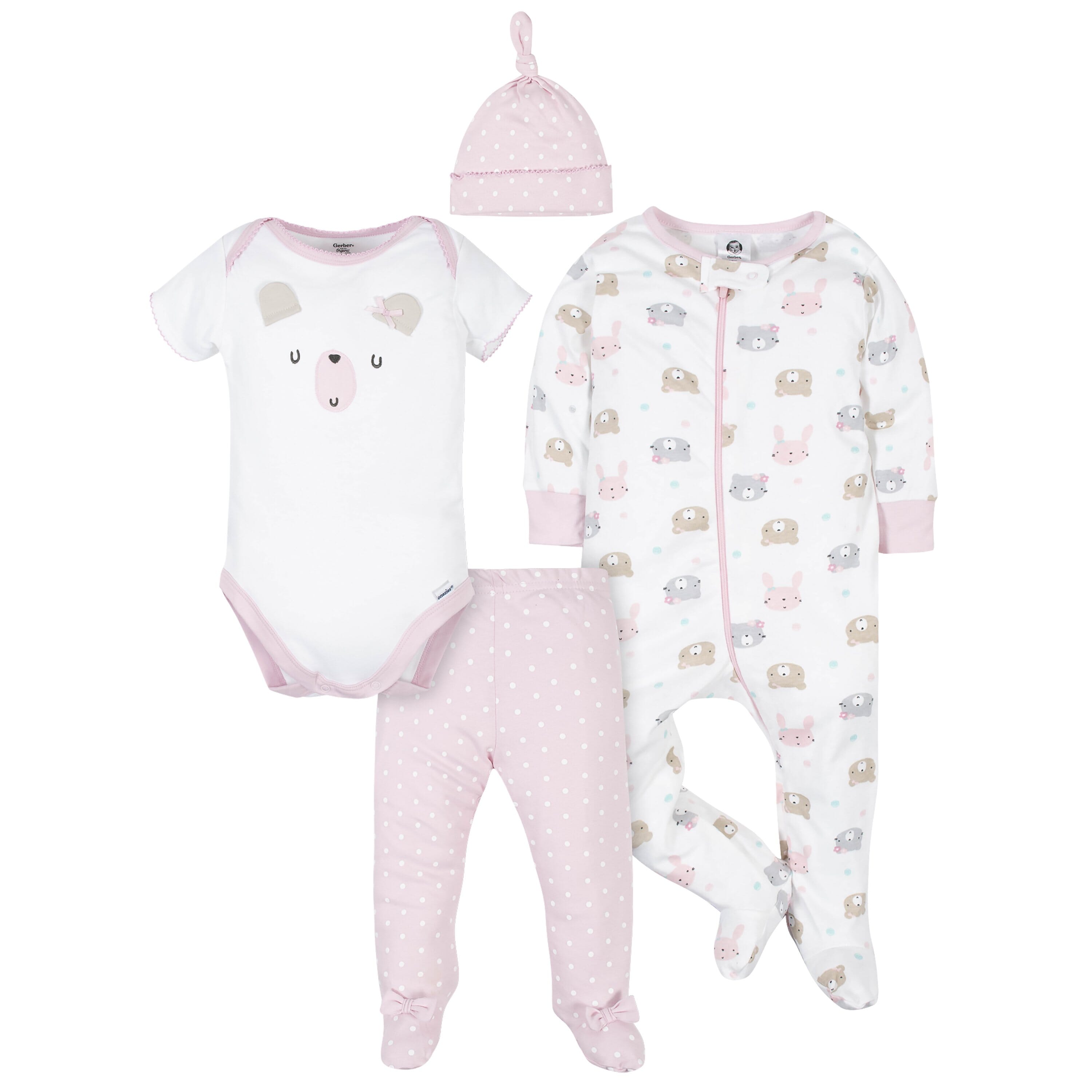 4-Piece Organic Baby Girls Bear Gift Set – Gerber Childrenswear