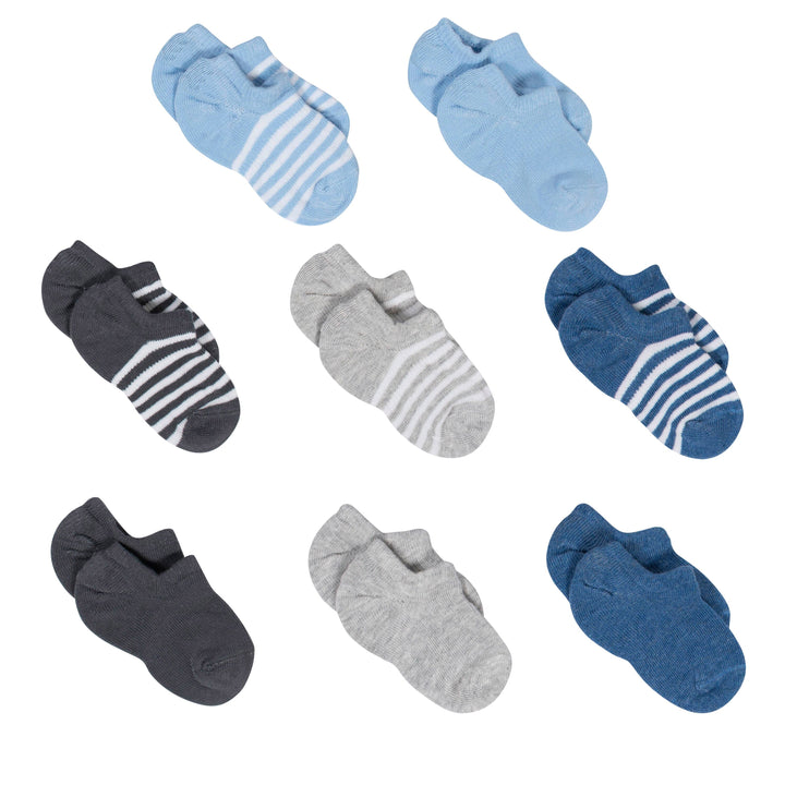 8-Pack Baby Boys' Stripes Wiggle-Proof® No Show Socks-Gerber Childrenswear