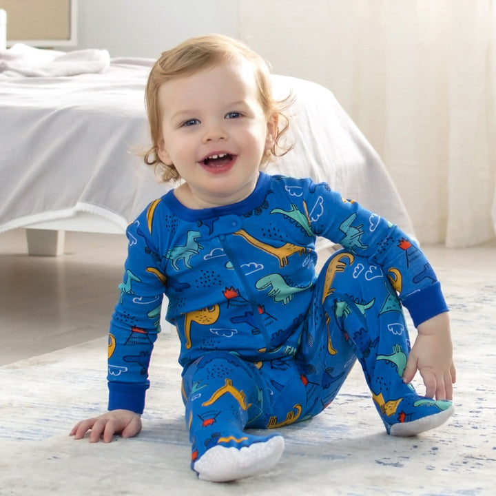 2-Pack Boys Dinosaur Snug Fit Footed Cotton Pajamas-Gerber Childrenswear