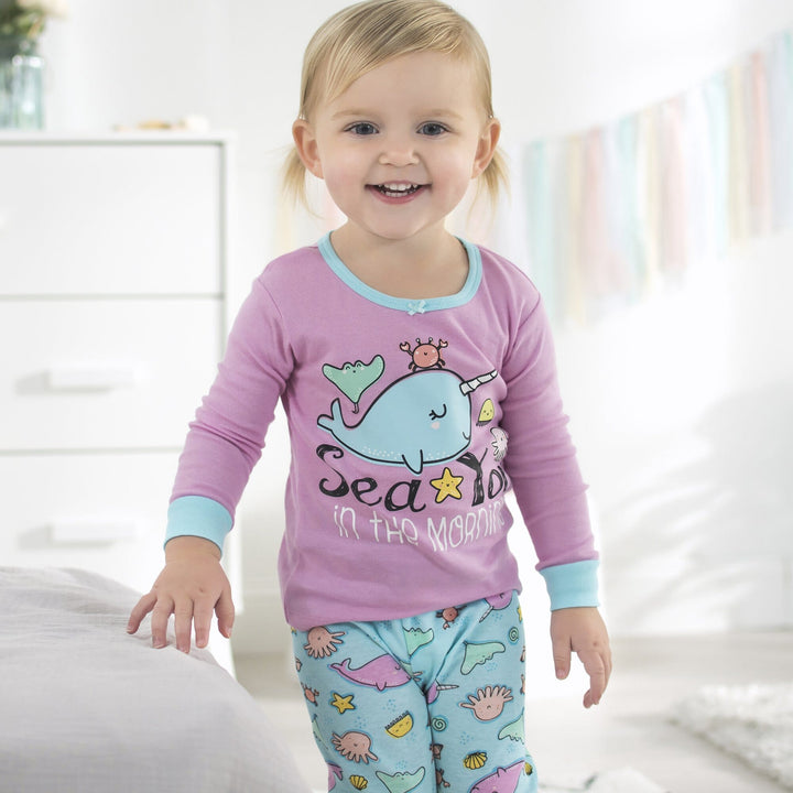 4-Piece Girls Narwhal Snug Fit Cotton Pajamas-Gerber Childrenswear