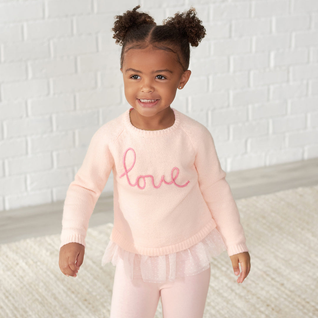 Infant & Toddler Girls Light Pink Sweater With Tulle Trim – Gerber  Childrenswear