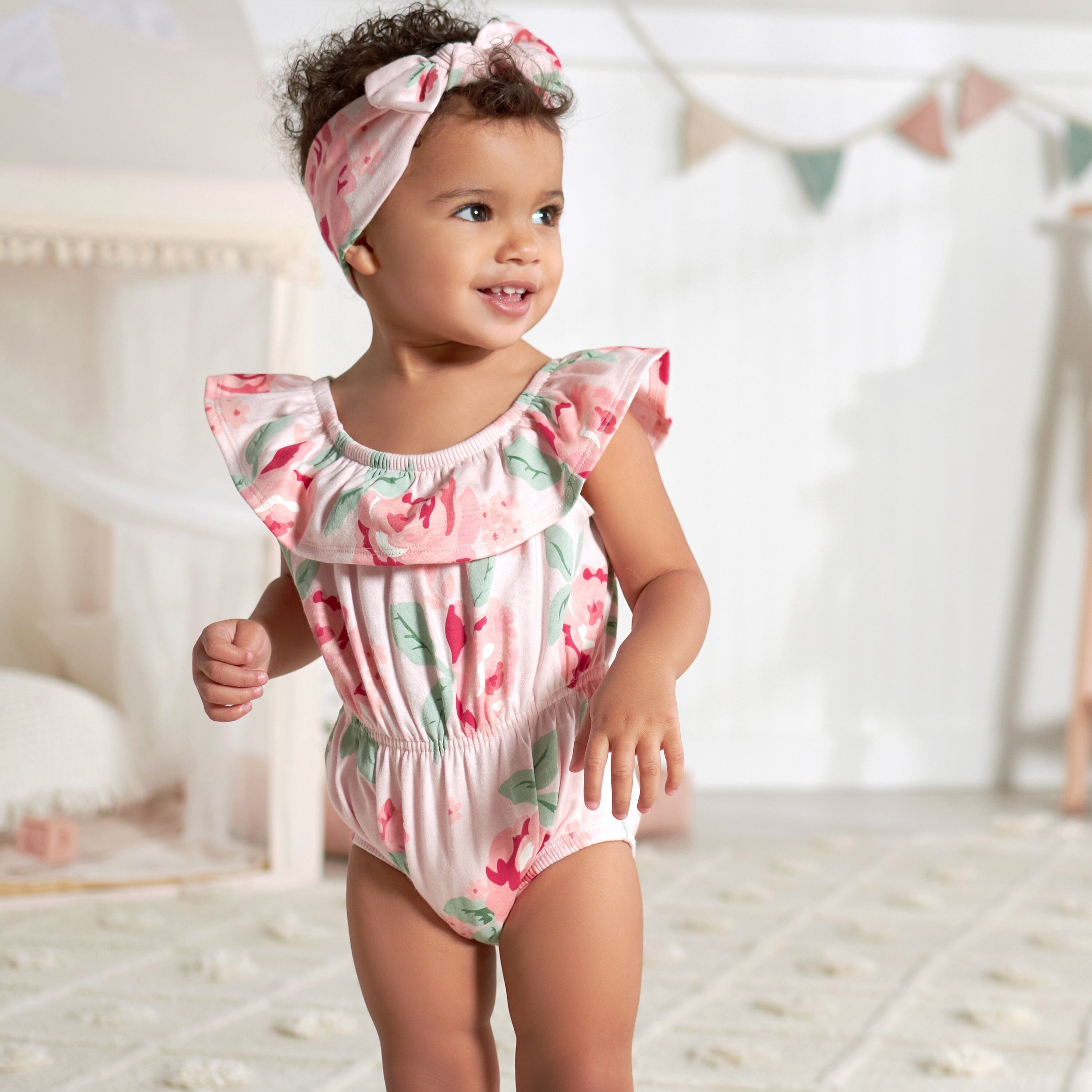 Baby girl romper with sale headband