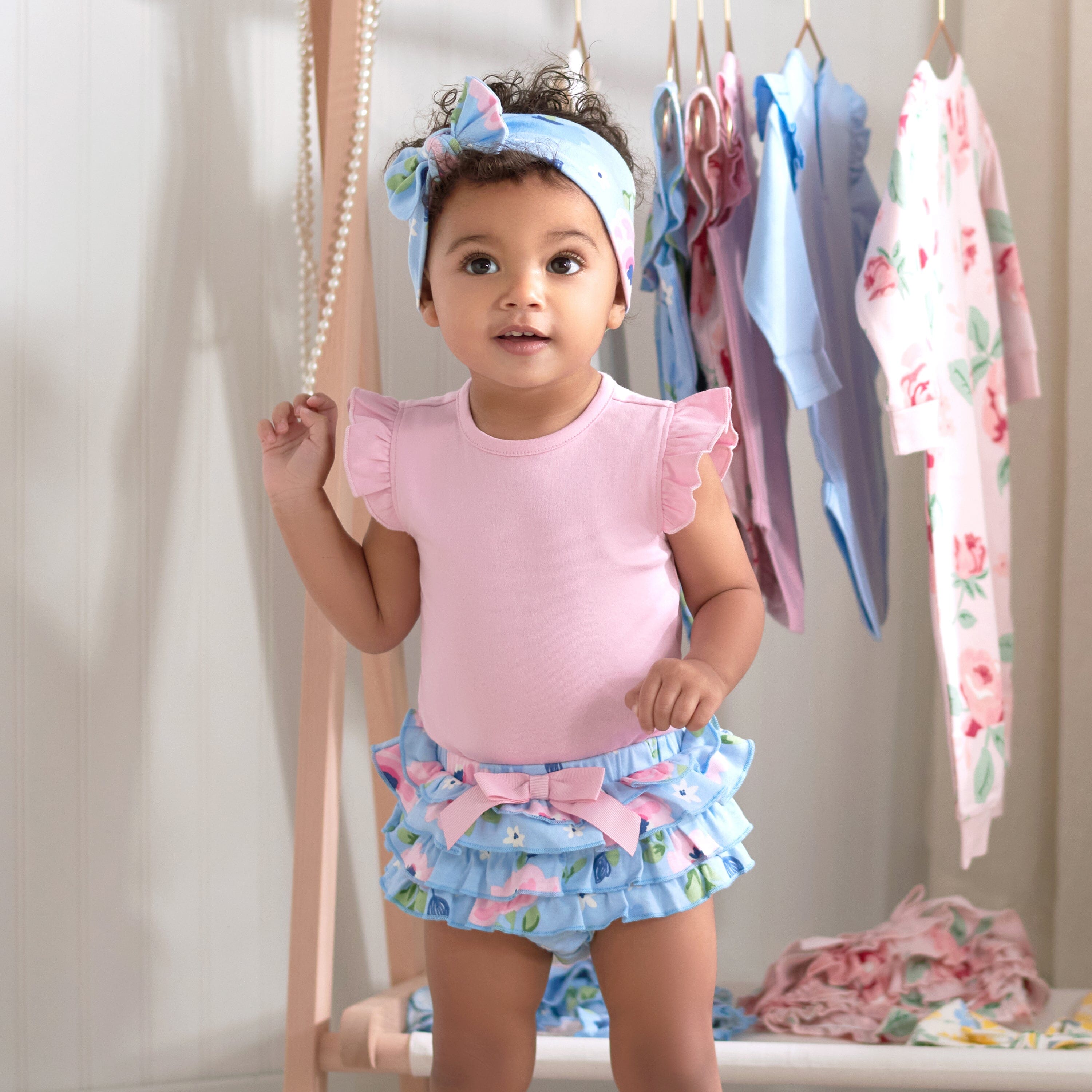 3-Piece Baby Girls Periwinkle Garden Onesies® Bodysuit, Diaper Cover ...