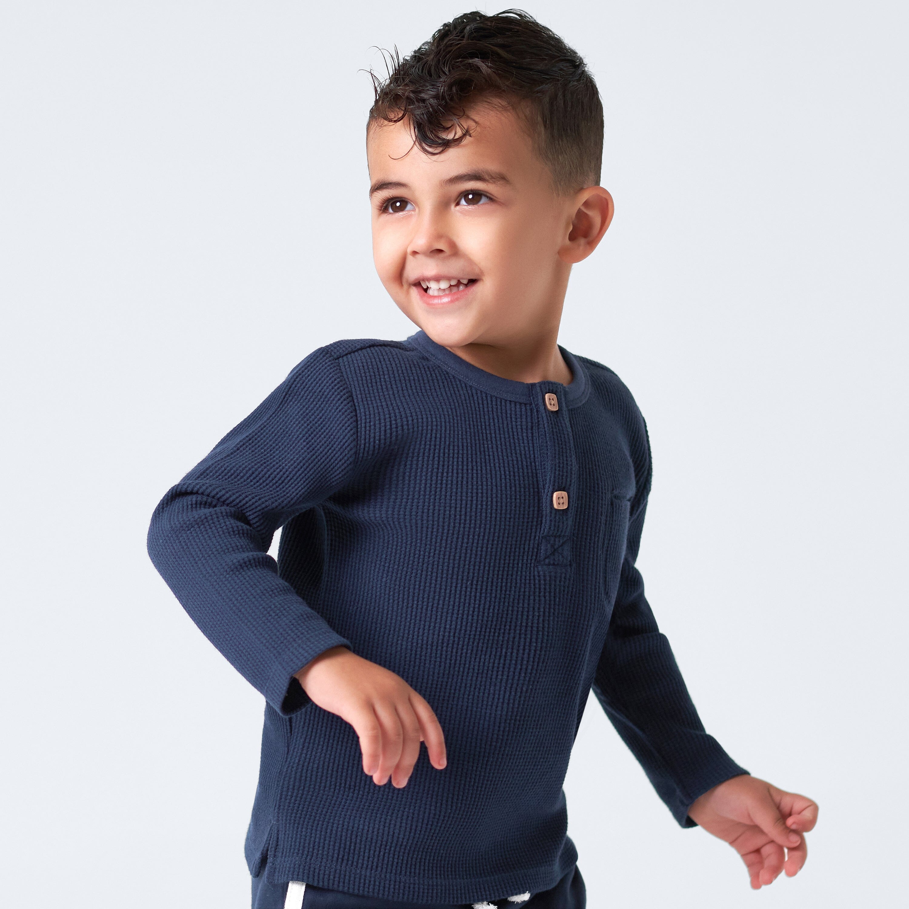 2-Pack Infant & Toddler Boys Dusty Blue & Navy Waffle Knit Henleys#N ...