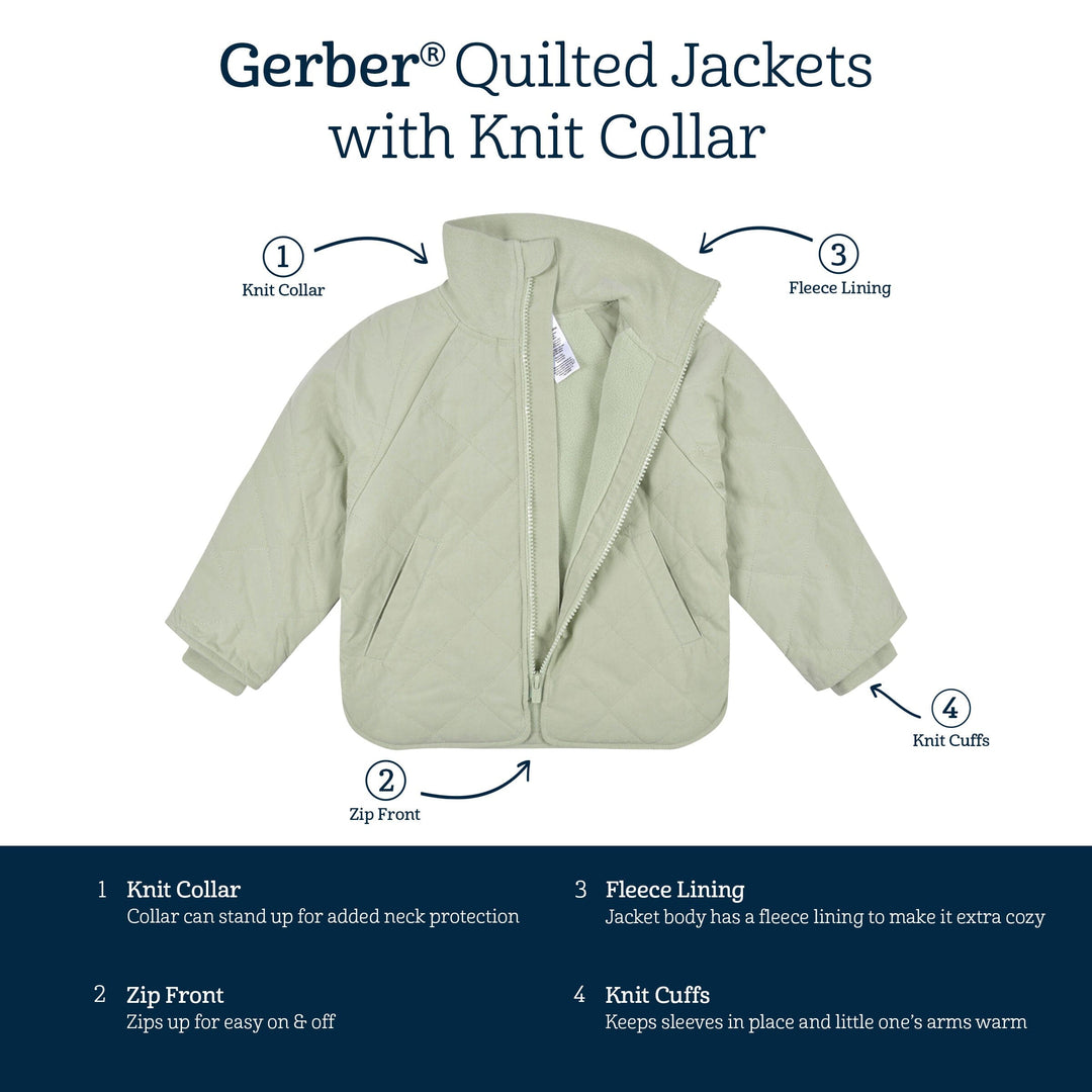 Infant & Toddler Girls Mint Quilted Jacket – Gerber Childrenswear