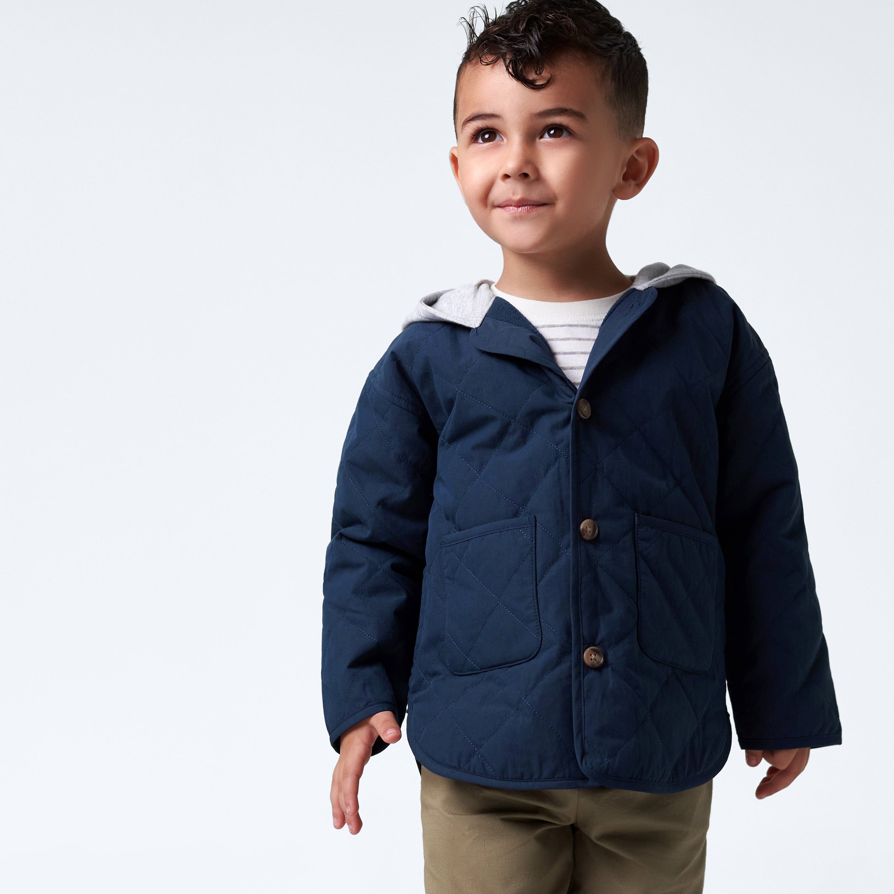 Boys navy quilted jacket best sale