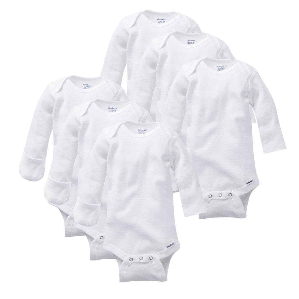 Baby Onesies Bodysuits with Mitten Cuffs 6 Pack Gerber