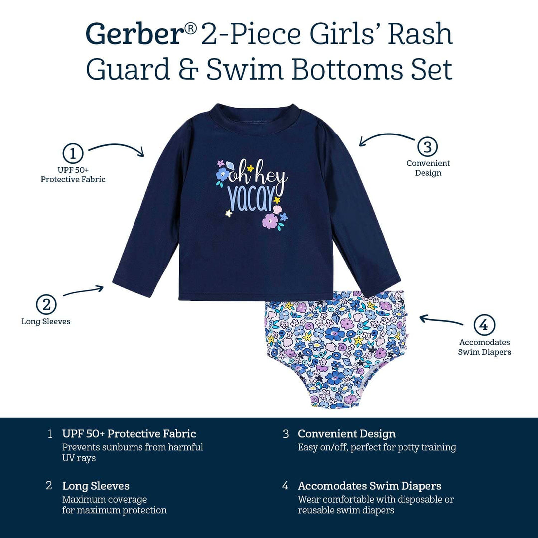 2-Piece Baby & Toddler Girls Vacation Vibes Rash Guard & Swim Bottoms –  Gerber Childrenswear