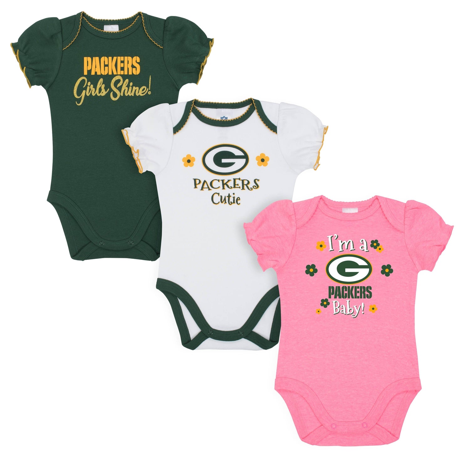 Gerber Packers Baby Boys 3-Piece Bodysuit, Pant, and Cap Set