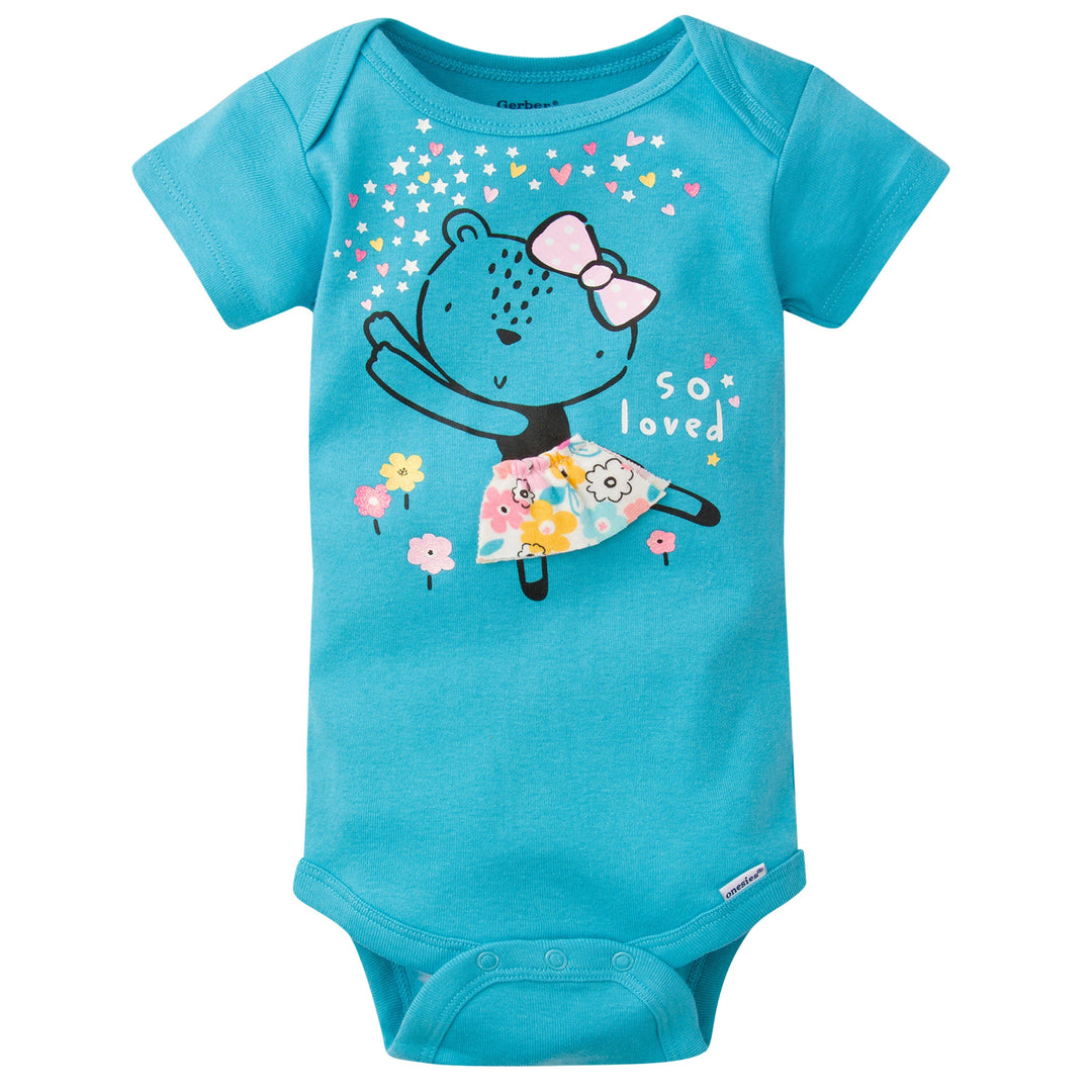 Gerber Baby Girl Short Sleeve Onesie Bodysuits, 5-Pack, Preemie-24