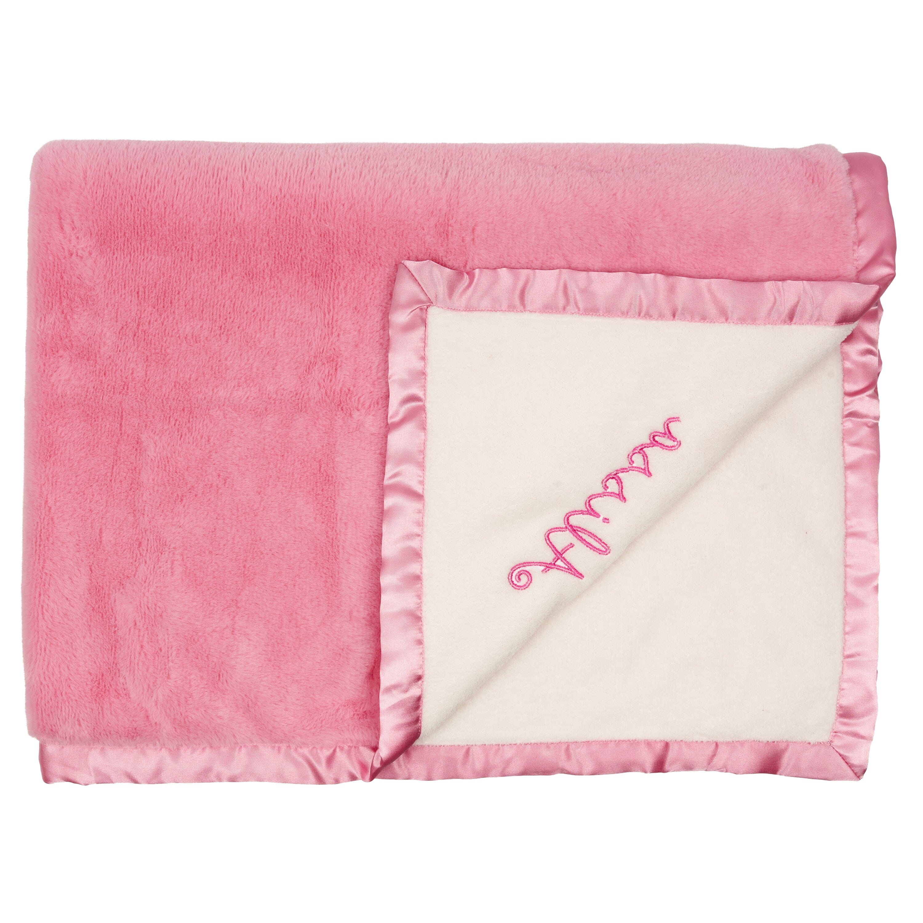 Plush blanket with online satin trim