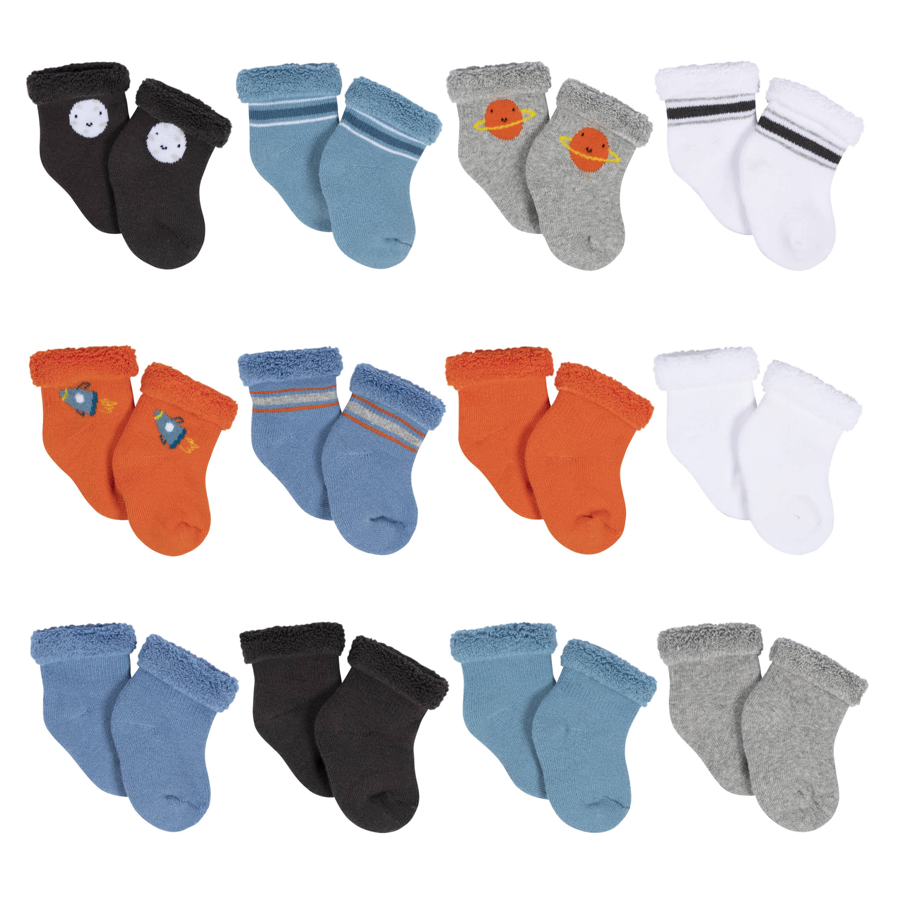 12-Pack Baby Boys Space Explorer Terry Wiggle Proof® Socks – Gerber ...