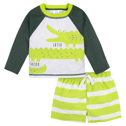  2-Piece Baby & Toddler Boys Later Gator Rash Guard & Swim Trunks Set-Gerber Childrenswear