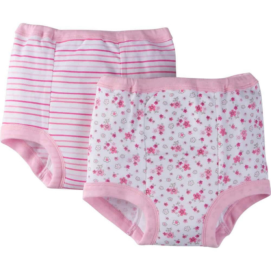 Gerber® 2-Pack Baby Girls Flowers and Stripes Training Pants-Gerber Childrenswear