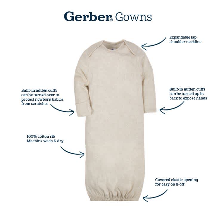 2-Pack Baby Boys Fox Gowns-Gerber Childrenswear