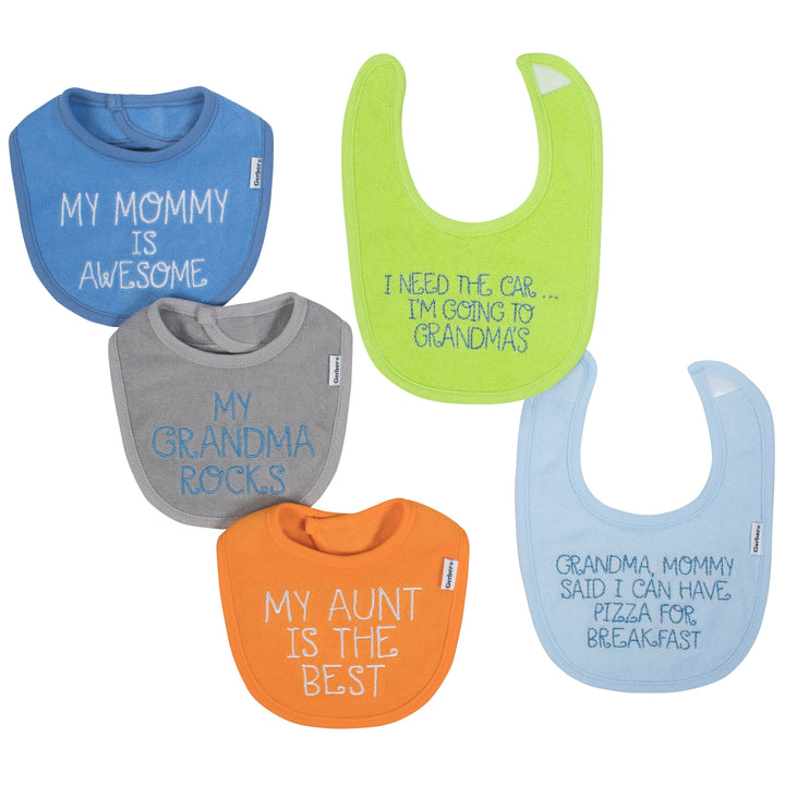 Baby Boys' 5-Pack Skyline Blue Dribbler Bibs-Gerber Childrenswear