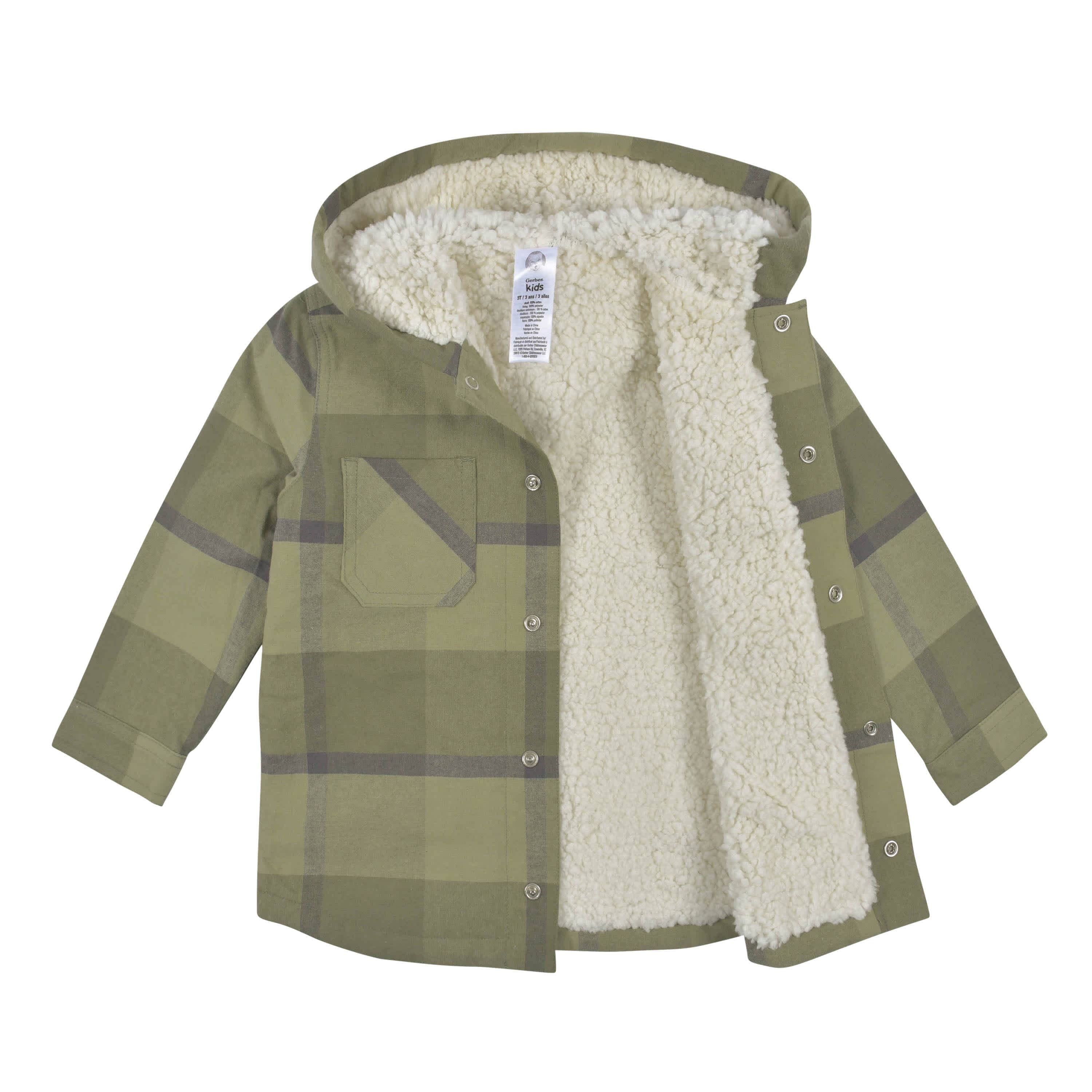 2-Piece Infant & Toddler Boys Sage Green Plaid Flannel Jacket