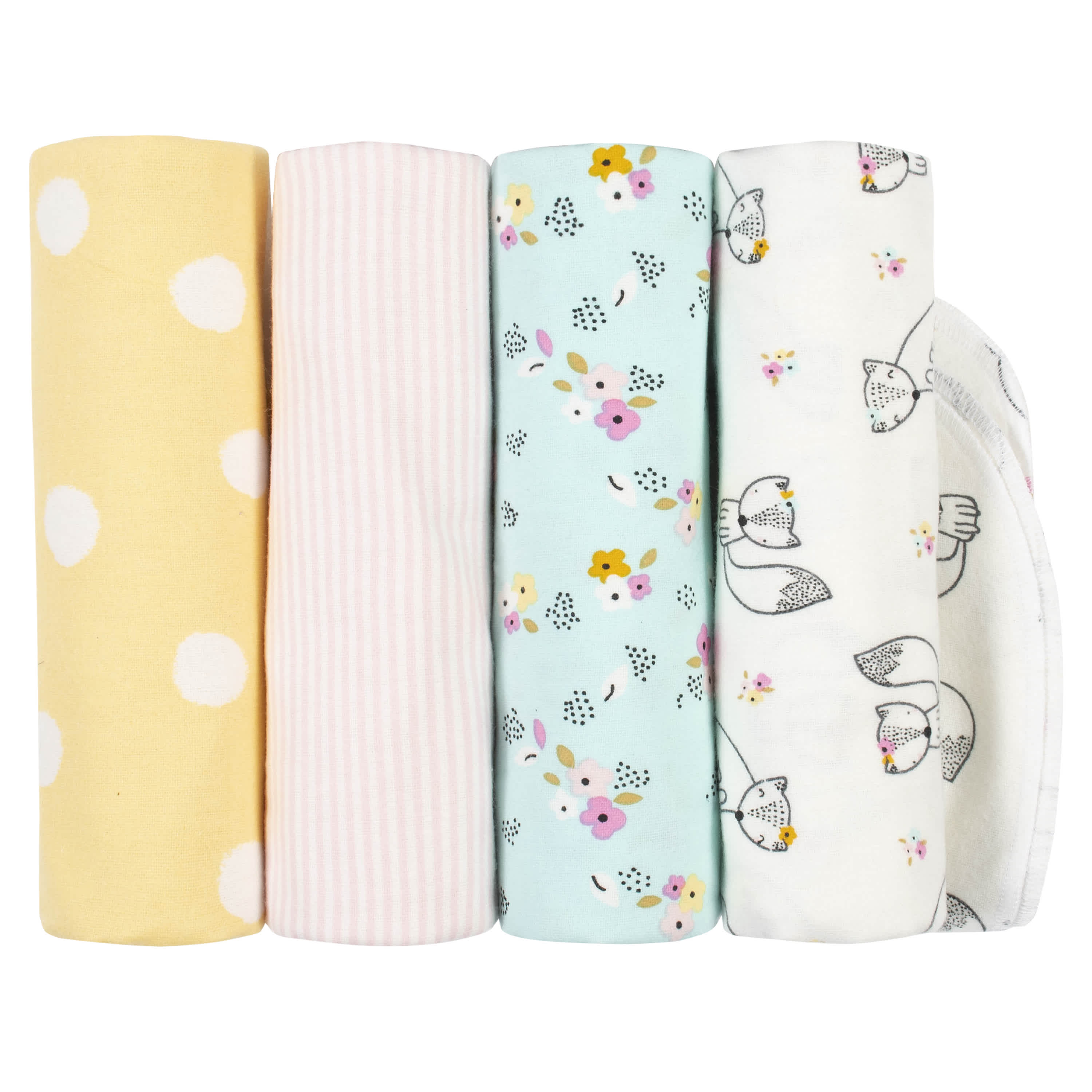 4-Pack Baby Girls Fox Flannel Receiving Blankets – Gerber Childrenswear