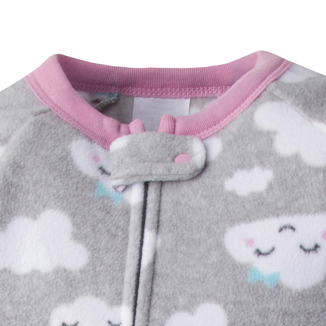 Gerber® 4-Pack Baby Girls Foxes & Clouds Fleece Pajamas-Gerber Childrenswear