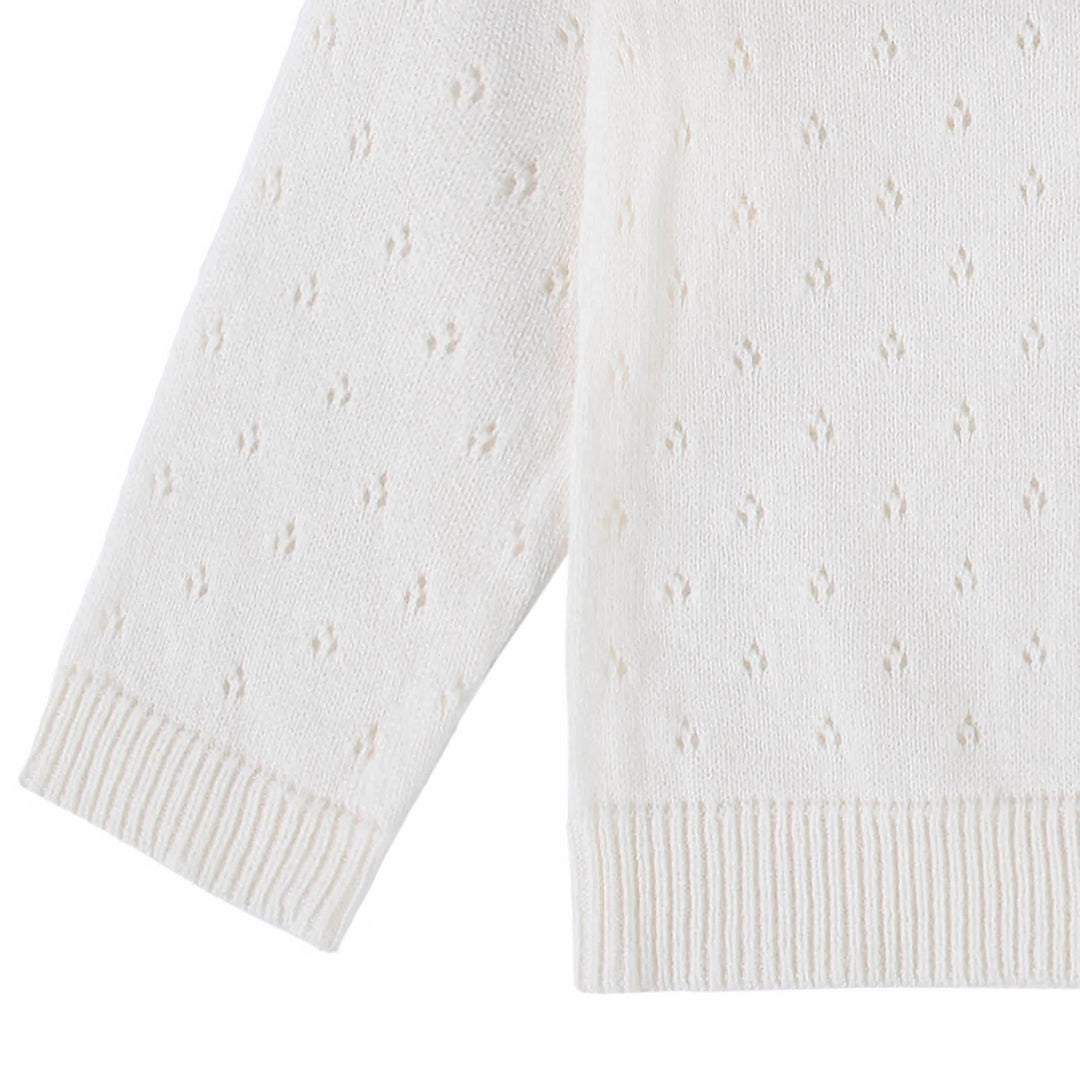 Liv Pointelle Knit Cottton Sweater - White/Black