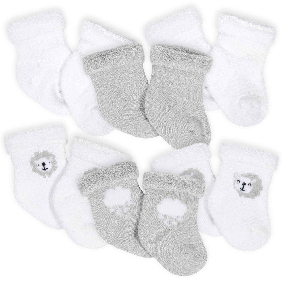 6-Pack Baby Neutral Lamb Wiggle-Proof® Terry Bootie Socks-Gerber Childrenswear