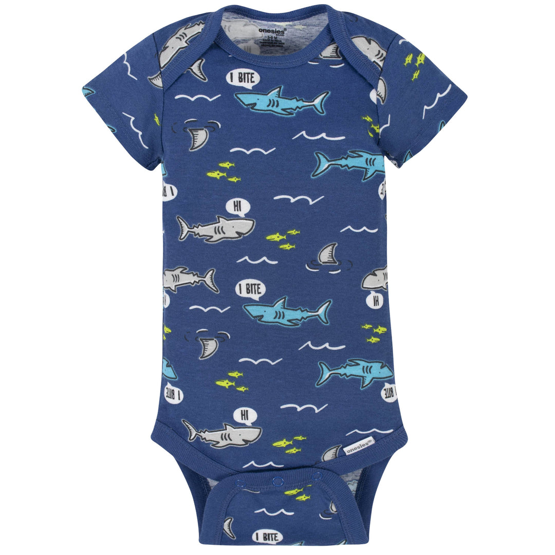 3-Pack Baby Boys Shark Onesies® Brand Bodysuits-Gerber Childrenswear