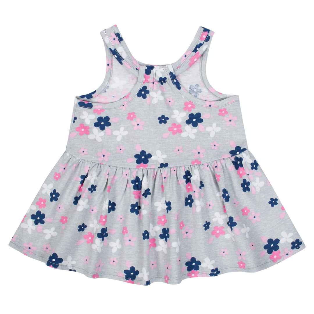 Gerber Girls' Toddler 3-Piece Dress Set, Pretty Flowers-Gerber Childrenswear