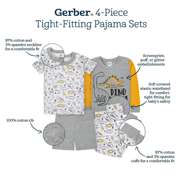 4-Piece Boys Sea Snug Fit Cotton Pajamas-Gerber Childrenswear