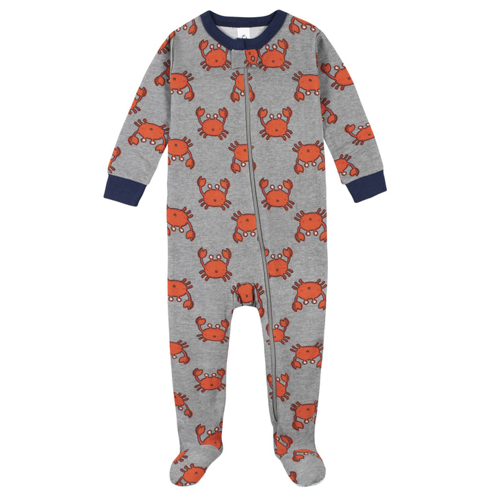 4-Pack Boys Safari Animals & Crab Snug Fit Footed Cotton Pajamas-Gerber Childrenswear