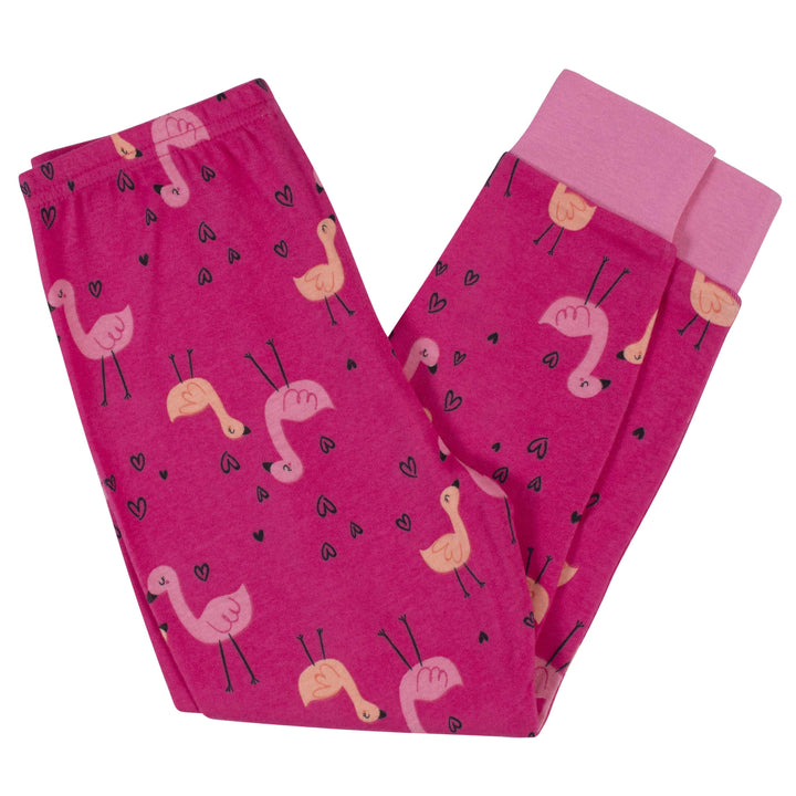 4-Piece Girls Flamingo Snug Fit Cotton Pajamas-Gerber Childrenswear