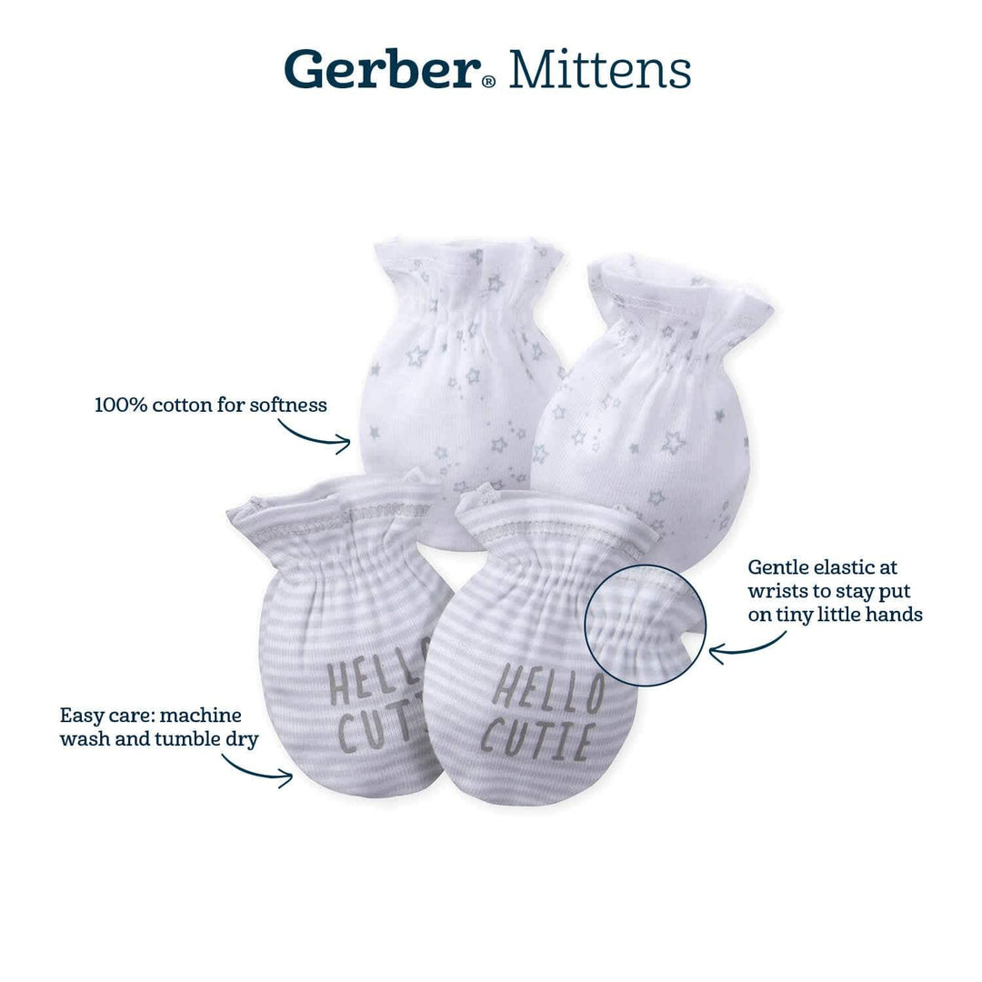 4-Pack Baby Girls Bear No Scratch Mittens-Gerber Childrenswear