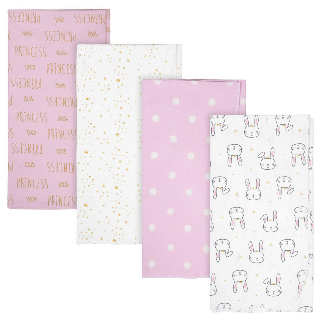 Gerber® 4-Pack Baby Girls Princess Flannel Blankets-Gerber Childrenswear