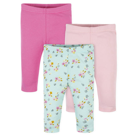 3-Pack Baby Girls Floral & Pink Leggings – Gerber Childrenswear