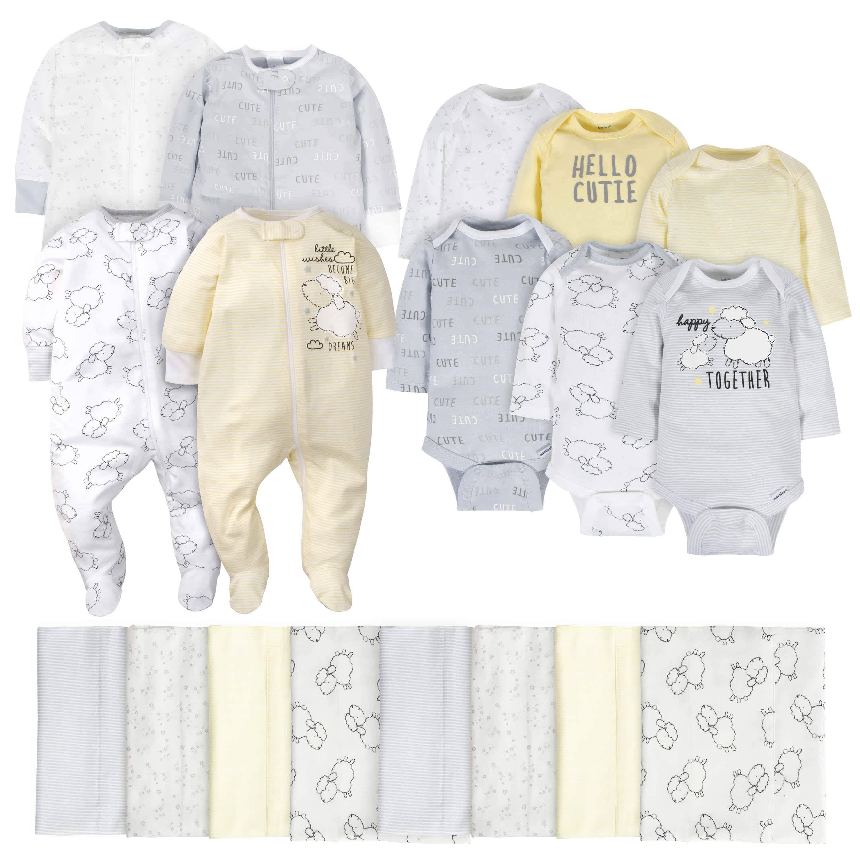 18-Piece Baby Neutral Sheep Sleep 'N Play, Onesies® Bodysuit, and