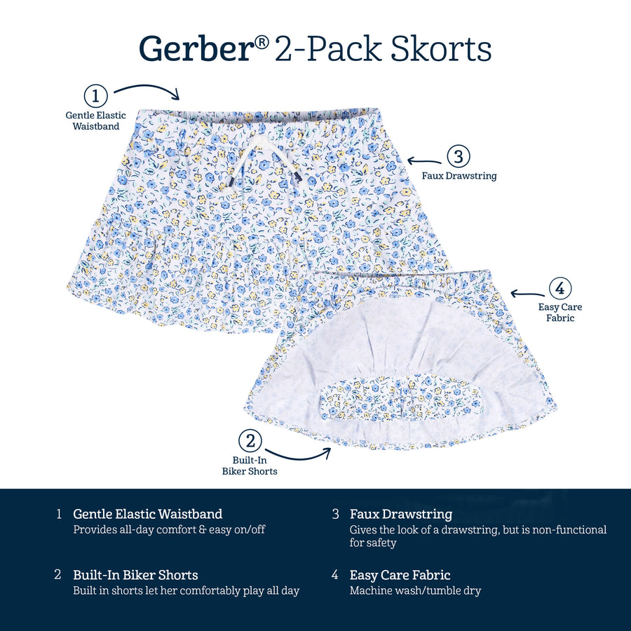 2-Pack Infant & Toddler Girls Blue Floral Skorts – Gerber Childrenswear