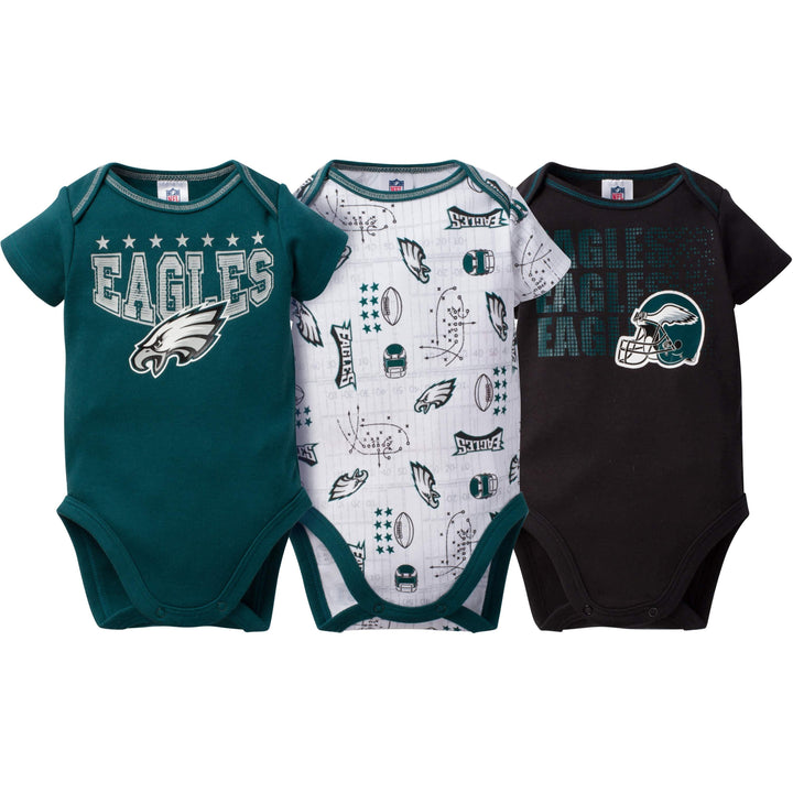 3-Pack Phila Eagles Baby Boys Short Sleeve Bodysuit-Gerber Childrenswear