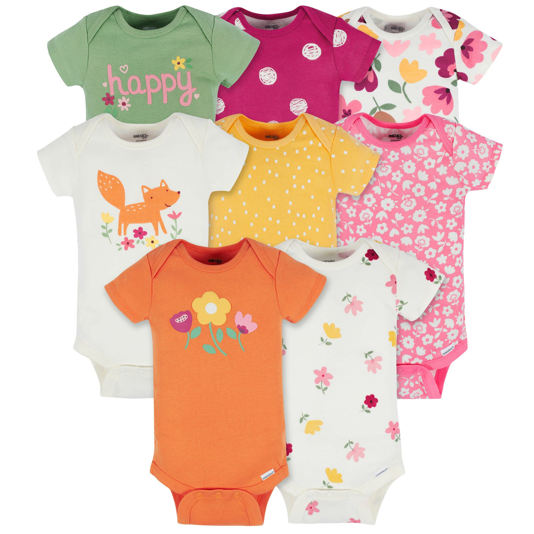 Cute and Comfy 8-Piece Uni Cotton Bodysuits and Rompers for Baby Girls,  featuring Adorable Farm Animals, 0-3 Months