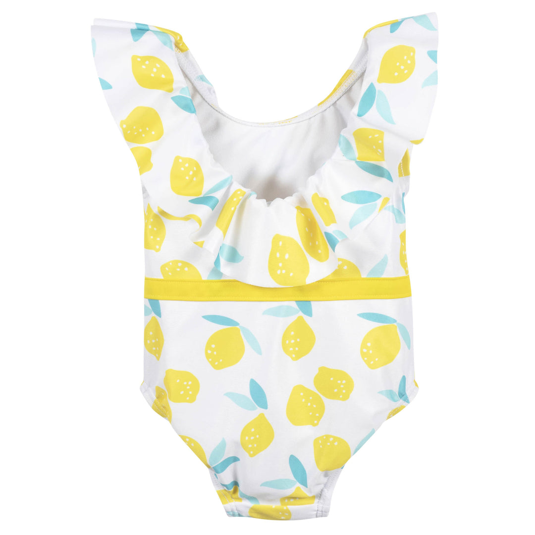 Baby Girls Mix And Match Lemon Print And Solid Knit Ruffle Leggings 2-Pack
