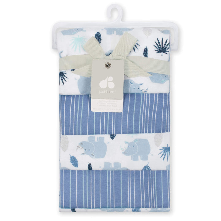 4-Pack Blue Rhino Baby Boys Receiving Blankets-Gerber Childrenswear