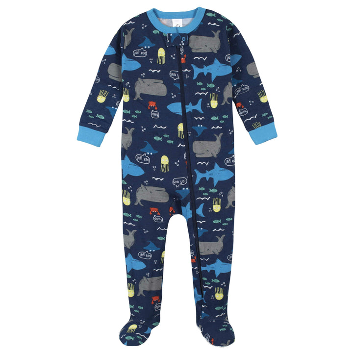 2-Pack Boys Sea Snug Fit Footed Cotton Pajamas-Gerber Childrenswear