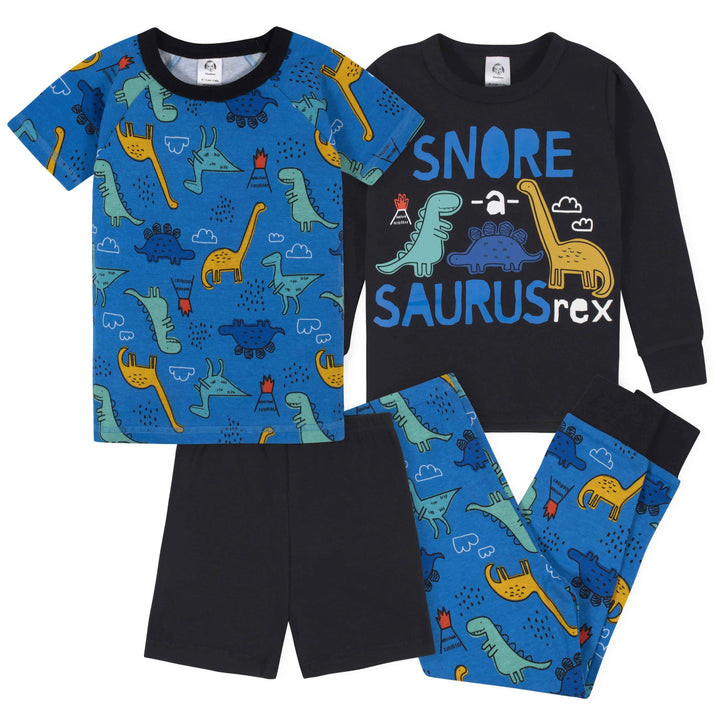 4-Piece Boys Dinosaur Snug Fit Cotton Pajamas-Gerber Childrenswear